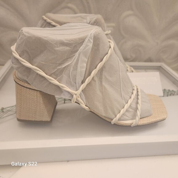 Marc Fisher "Carys" Ivory Block Heeled Braided Sandals. NIB. Size 11 - Picture 1 of 12